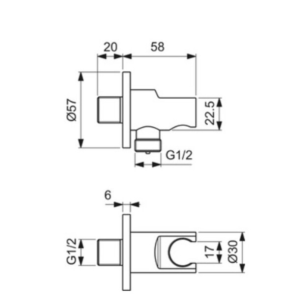 Ideal Standard du&scaron;o žarnos pajungimo alkūnė su laikikliu, magnetic grey spalva