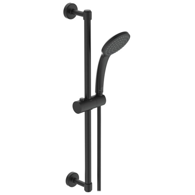 Du&scaron;o komplektas Idealrain Soft rankinis du&scaron;as 100mm (8 l/min) 600 mm stovu, 1750 mm žarna, juoda matinė