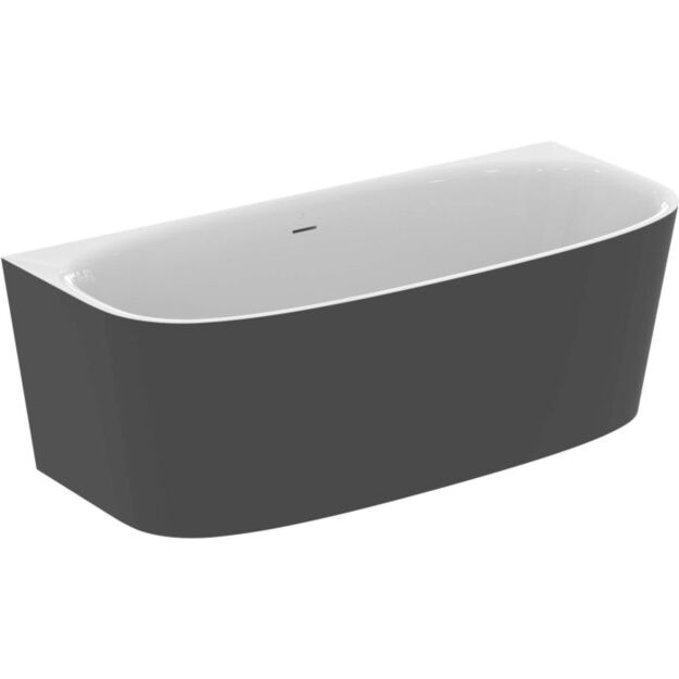 Prie sienos statoma akrilinė vonia Ideal Standard Dea Duo 180x80cm, vidus baltas/i&scaron;orė matinė juoda