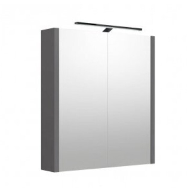 Veidrodinė spintelė su juodu &scaron;viestuvu, pilka URBAN matinė, 60 cm