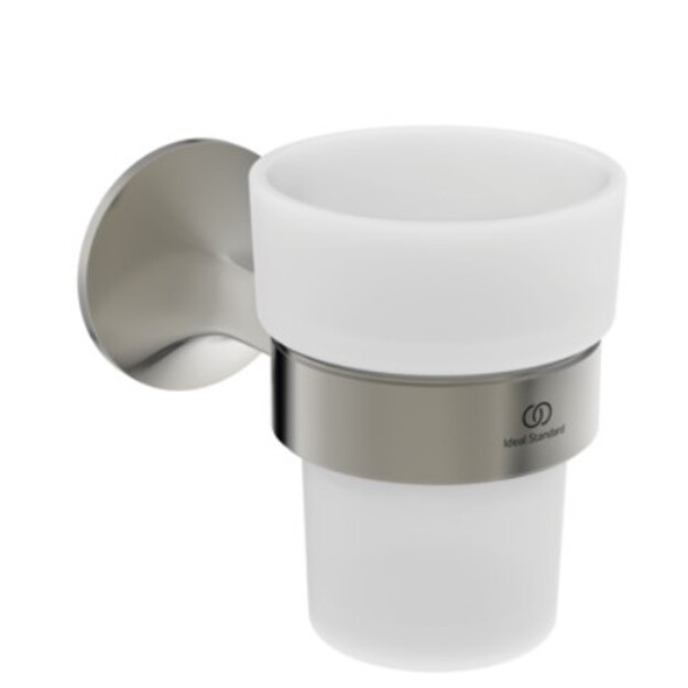 Dantų &scaron;epetėlių laikiklis su stikline Ideal Standard La Dolce Vita, silver storm spalva