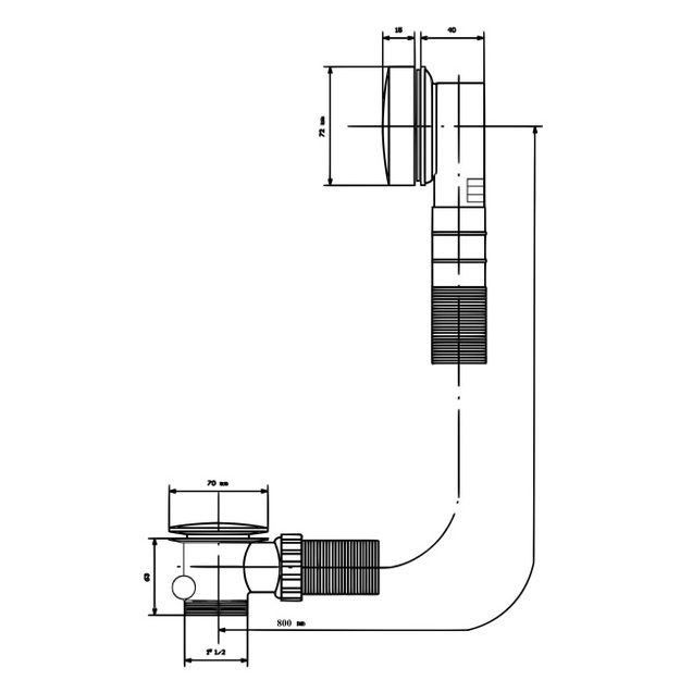 Automatinis vonios sifonas, prailgintas, aukso spalva, d.70 mm