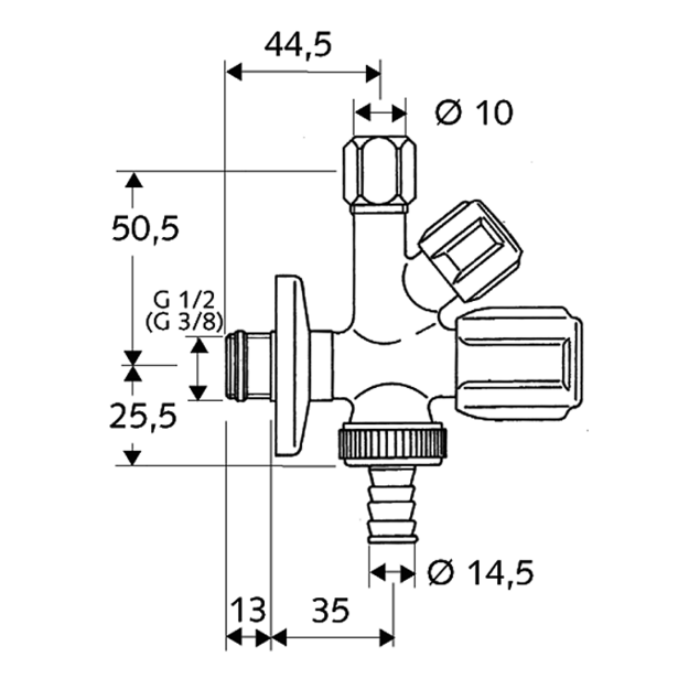 COMFORT SCHELL vent. kombinuotas1/2 x3/8 x3/4 
