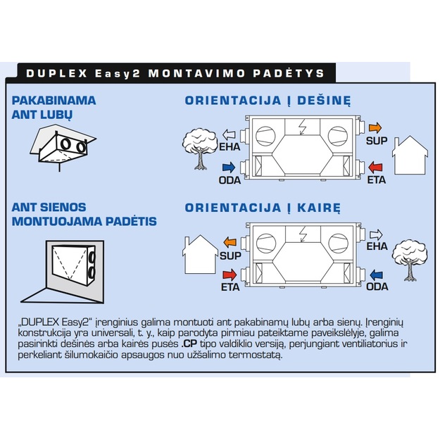 Rekuperatorius Duplex 500 Easy2.CP  500m&sup3;/h su CPA liet. jautr. pult.