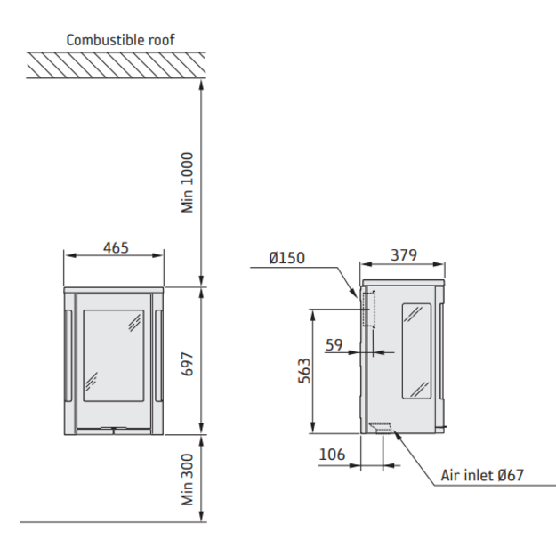 Krosnelė Contura C856GW:3 STYLE, juoda, montuojama ant sienos (998855, 203150)