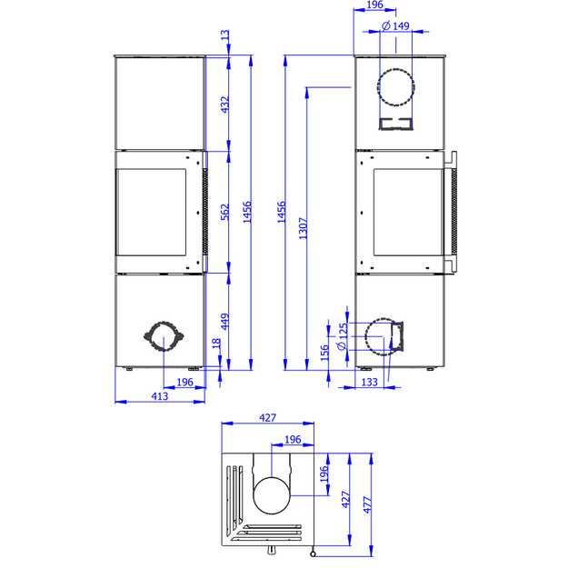 Plieninė krosnelė Romotop Esquina H 30, plieninė