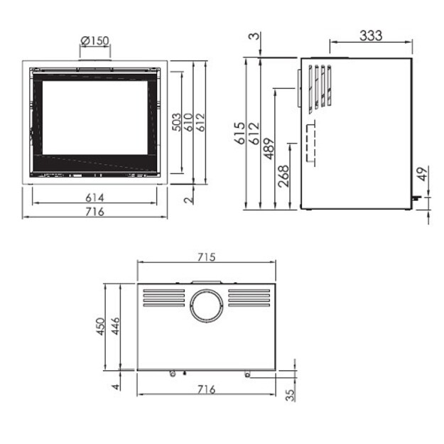 Plieninė krosnelė Spartherm Linear Module M, juoda