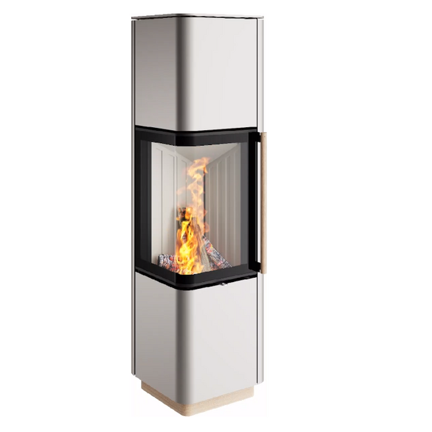 Plieninė krosnelė Spartherm CUBO L Style RLA, kampinis stiklas, perlo spalva