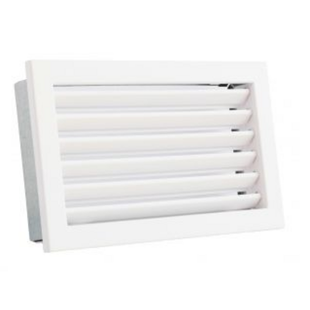 Grotelės VENTLAB 325x195, fiksuotos žaliuzės, baltos