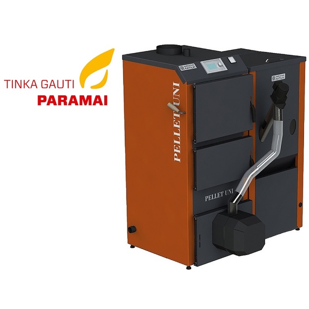 Granulinis katilas PELLET UNI 16 kW  su rotac. 16 kW degikliu, sraigtu, 320 l met. bunkeriu