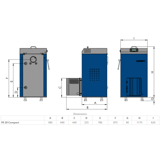 Granulinis katilas Elektromet EKO PE COMPACT 20/310 (galia 18kW, talpa granulėms 310 l)