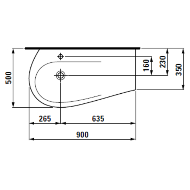 ALESSI ONE baldinis praustuvas 90 x 50/35 cm, su anga mai&scaron;ytuvui, lentynėlė de&scaron;inėje, baltas su LCC