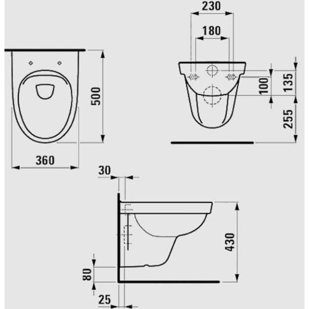 Laufen Kompas Rimless pakabinamas unitazas su dangčiu, baltas