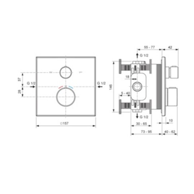 Ideal Standard Ceratherm 100 potinkinio termostatinio vonios/du&scaron;o mai&scaron;ytuvo vir&scaron;tinkinė dalis,kvadratinė, chromas