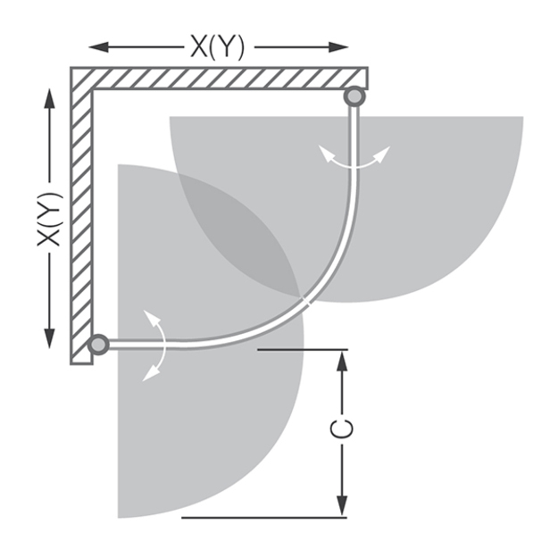 Pusapvalė du&scaron;o kabina TR1/1000 varstomomis durimis, matinis profilis, stiklas skaidrus