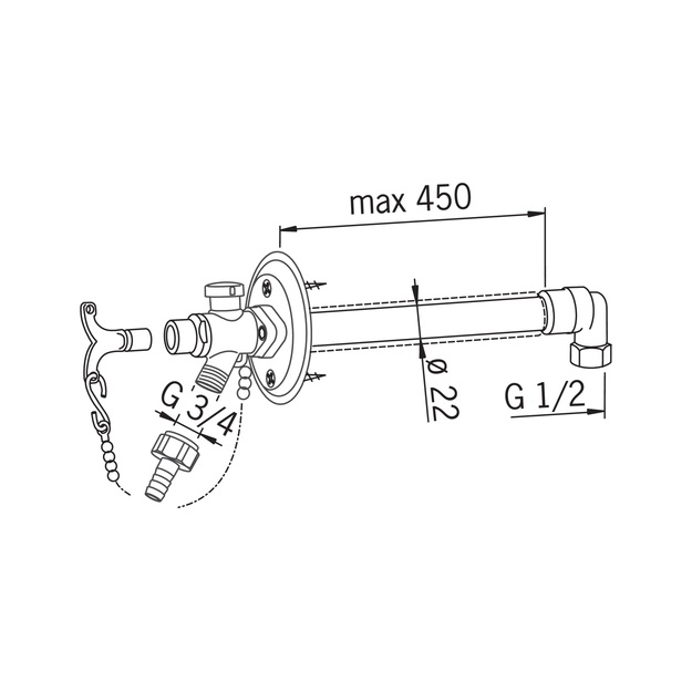 Neuž&scaron;ąlantis lauko čiaupas DN15, L 250-450 mm