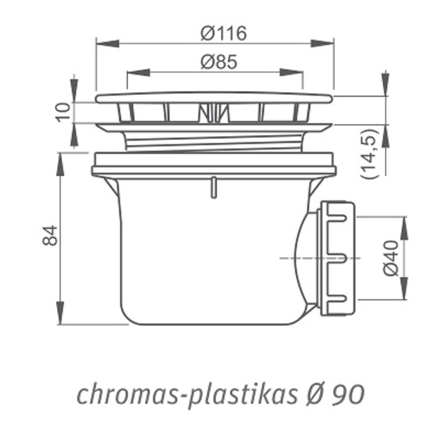 Du&scaron;o padėklo sifonas A49CR  &Oslash; 90, chromas