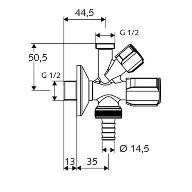 COMFORT SCHELL vent. kombinuotas1/2 x1/2 x3/4 