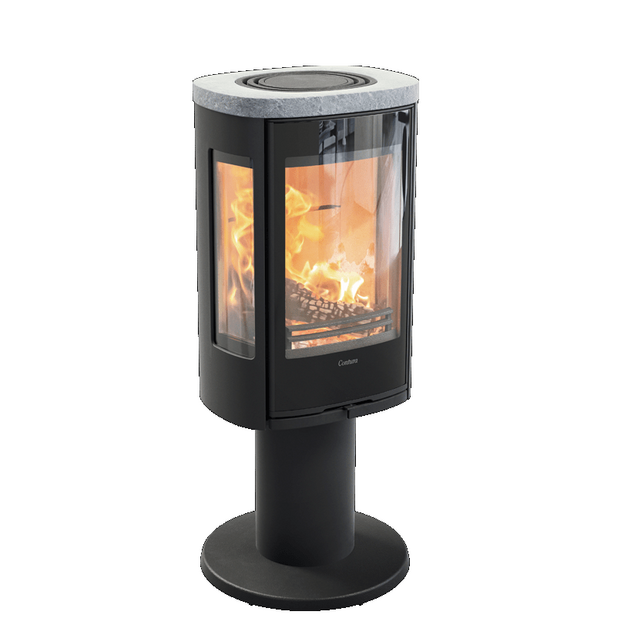 Krosnelė CONTURA C886G:3 Style, juoda, su muilo akmens apdaila (998497, 203150)