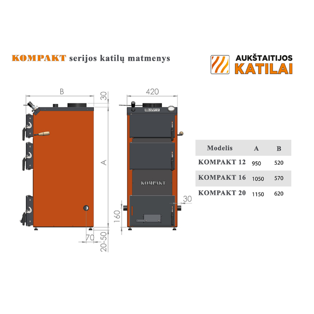 Kieto kuro katilas KOMPAKT 20, 20kW