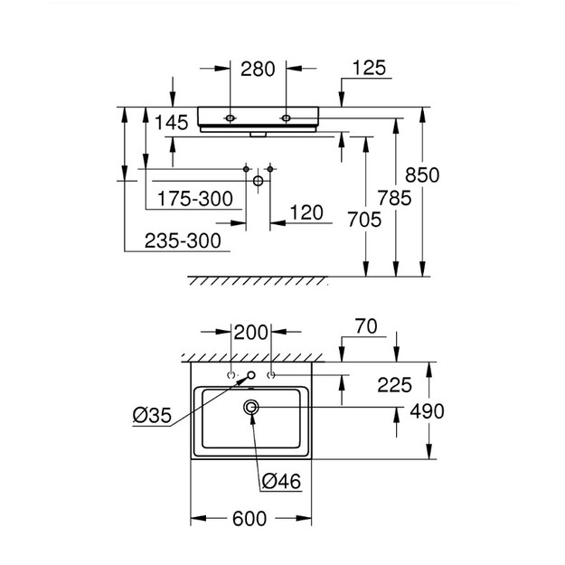 Grohe praustuvas Cube Bau Ceramic, 600 m, balta spalva