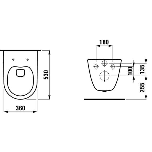 Pakabinamas unitazas Pro Rimless PACK su SLIM Softclose dangčiu (898966) be nuplovimo lanko (360x530x430 mm), baltas