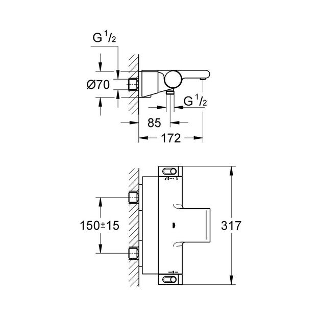 GROTHERM 2000 NEW termostatinis vonios mai&scaron;ytuvas, chromas