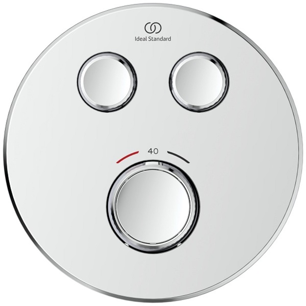 Ideal Standard Ceratherm Navigo potinkinė termostatinė sistema: apvali 300 mm metalinė galva, rankinis du&scaron;as, 1/2 alkūnė