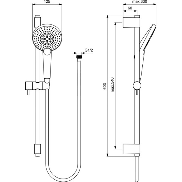 Ideal Standard Idealrain Evojet rankinis du&scaron;as su 60 cm laikikliu, chromas