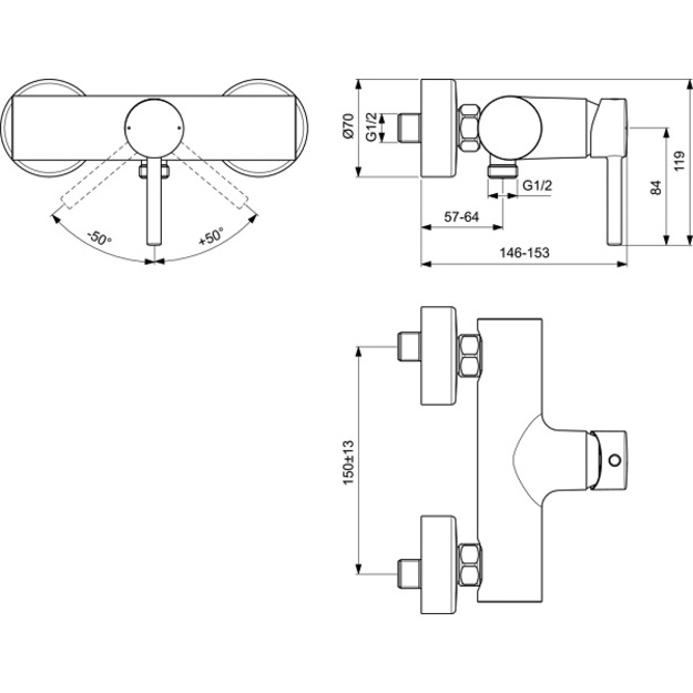 Ideal Standard Ceraline du&scaron;o mai&scaron;ytuvas, matinė juoda