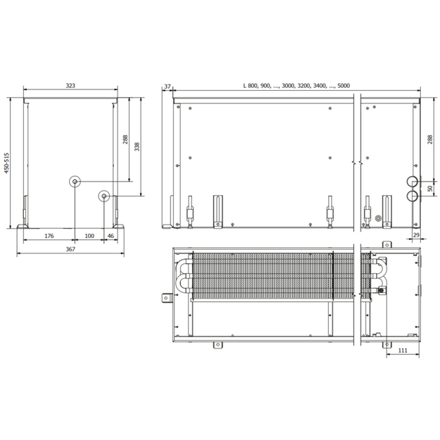Įleidžiamas grindinis konvektorius FC 480x32x45