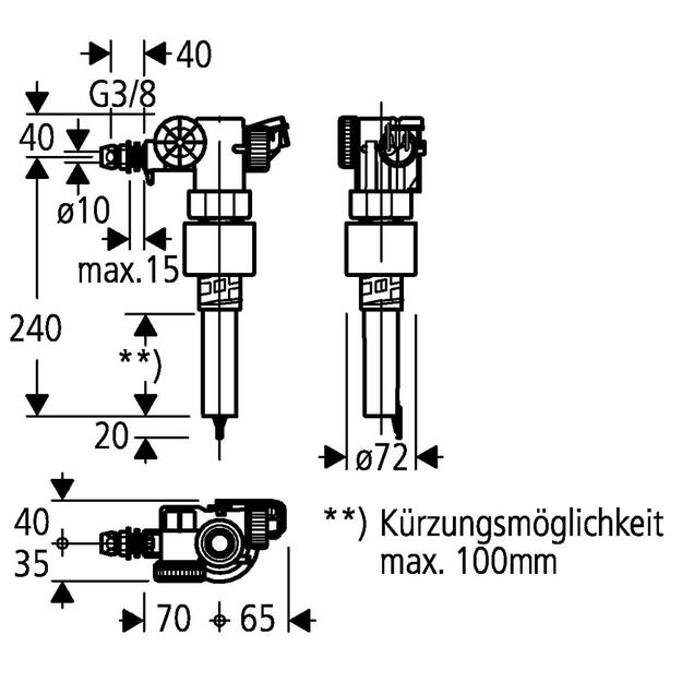 Vandens pripylimo mechanizmas RAPID potinkiniams bakeliams G3/8