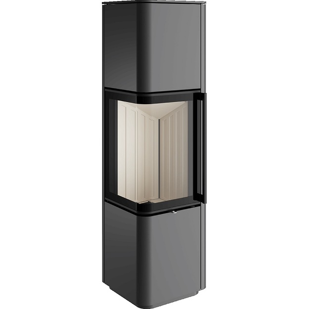 Plieninė krosnelė Spartherm CUBO L kampinis stiklas, titano spalva, spec kompl.