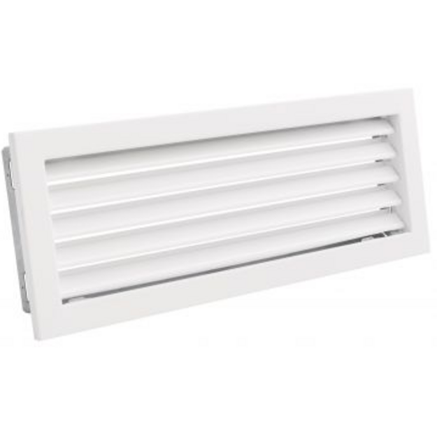 Grotelės VENTLAB 450x170, fiksuotos žaliuzės, baltos