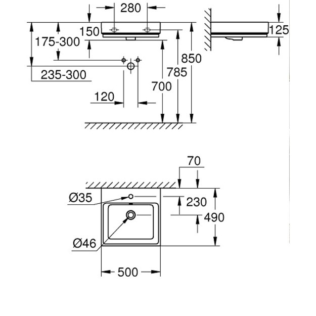 Grohe Cube Ceramic praustuvas, 50 cm