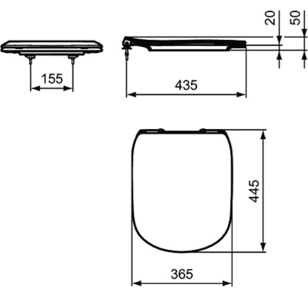 Unitazo sėdynė su dangčiu, (unitazui T0082V3) soft-close, juodas