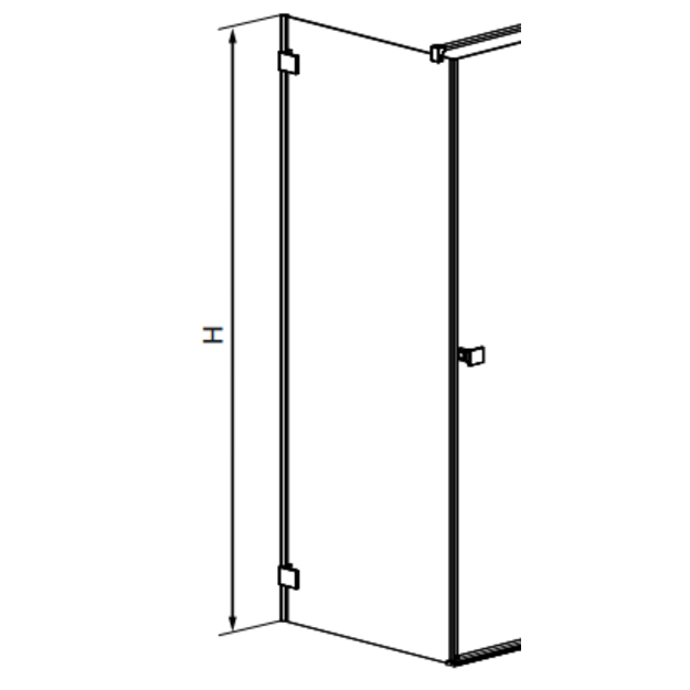Essenza Pro S1 100 &scaron;oninė sienelė 100x2000 chromas/transparent (žr. reguliavimo ribas)