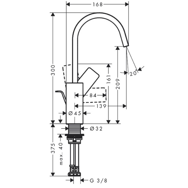 Praustuvo mai&scaron;ytuvas su push-open Hansgrohe Vivenis 210, chromas