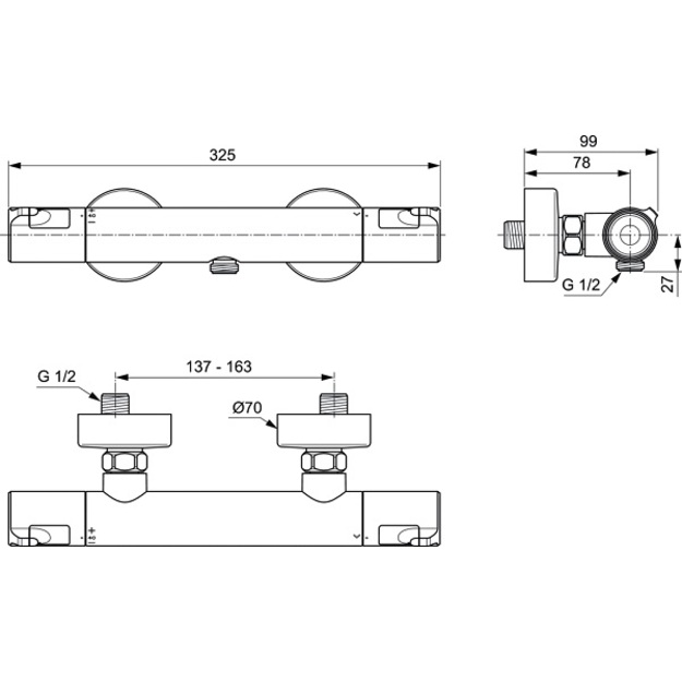Ideal Standard Ceratherm T50 termostatinis du&scaron;o mai&scaron;ytuvas, chromas
