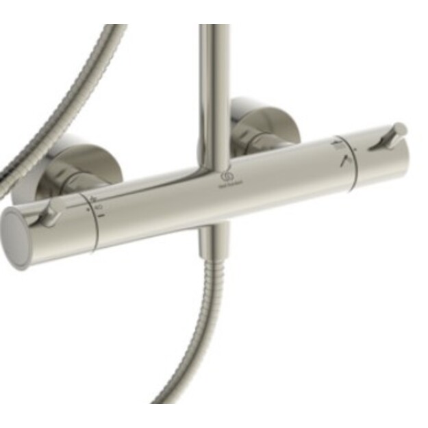 Ideal Standard T125 termostatinė du&scaron;o sistema su apvalia metaline 300 mm du&scaron;o galva, rankinis du&scaron;as  stick ,Silver Storm
