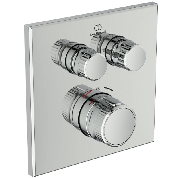 Ideal Standard Ceratherm Navigo potinkinė termostatinė sistema: 300x300 mm metalinė galva, rankinis du&scaron;as, 1/2 alkūnė