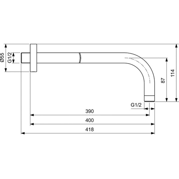 Ideal Standard Idealrain sieninė alkūnė du&scaron;o galvai, 40 cm, chromas