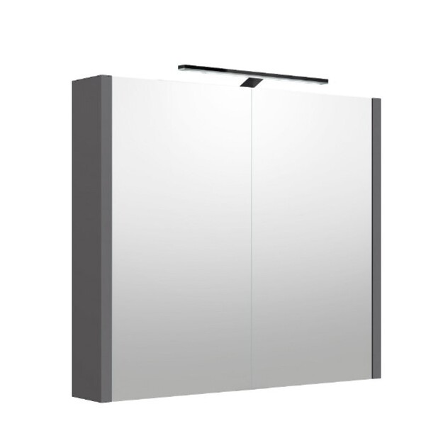 Veidrodinė spintelė su juodu &scaron;viestuvu,URBAN pilka matinė, 80 cm