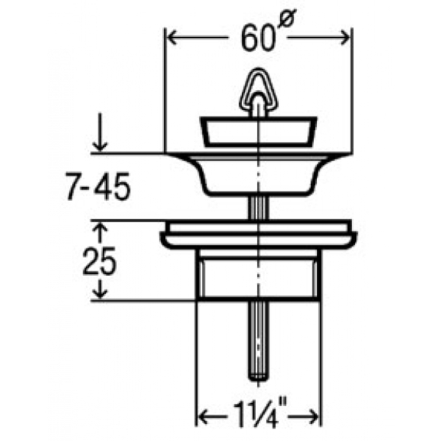 I&scaron;leidimo ventilis su kam&scaron;čiu 1 1/4 x 60, plastikas