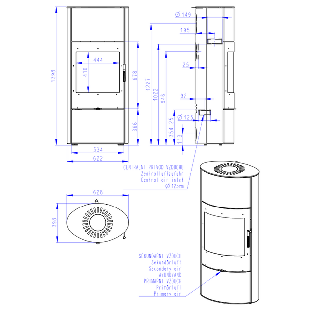 Plieninė krosnelė Romotop OVALIS H 30