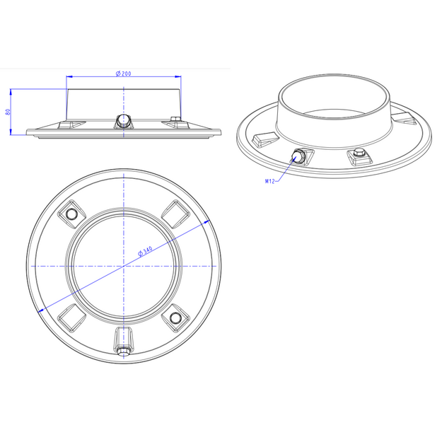 Ketinis flan&scaron;as Romotop Dynamic 3G židiniams, 200 mm
