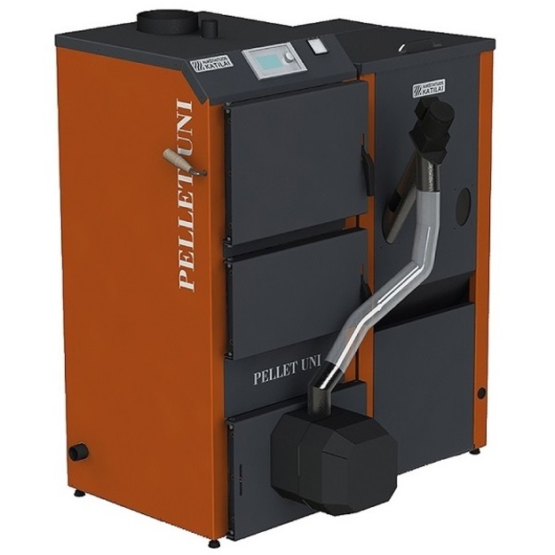 Granulinis katilas PELLET UNI 36 kW  su rotac. 26 kW degikliu, sraigtu, 350 l met. bunkeriu