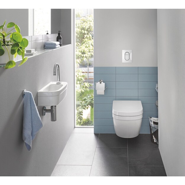 Pakabinamas WC Euro Ceramic Rimless, be dangčio Triple Vortex nuplovimas, baltas