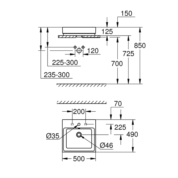 Grohe praustuvas Cube, 500x490 mm