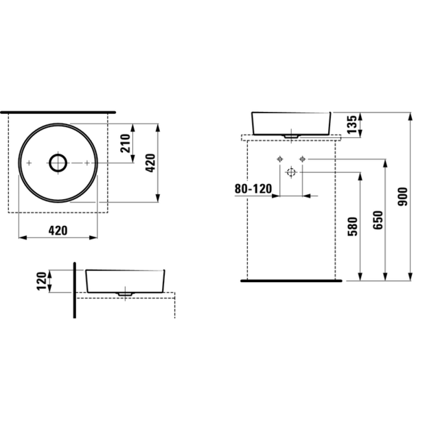 Kartell by LAUFEN Praustuvas-dubuo &Oslash; 420 mm, pagaminta i&scaron; SaphirKeramik